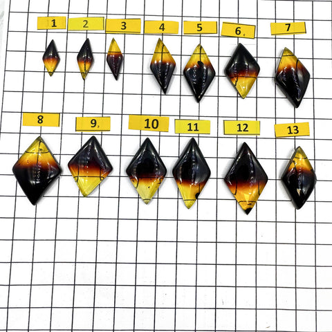 Gradient Amber Rhombus Shape Cabochons