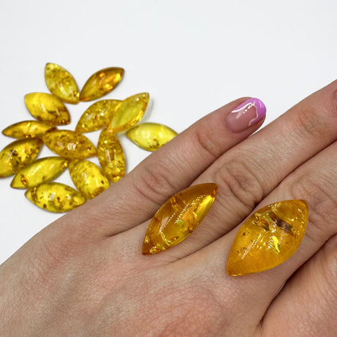 Lemon Amber Marquise Shape Cabochons