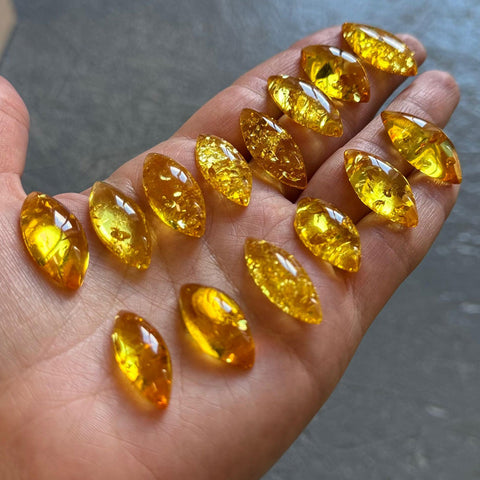Lemon Amber Marquise Shape Cabochons