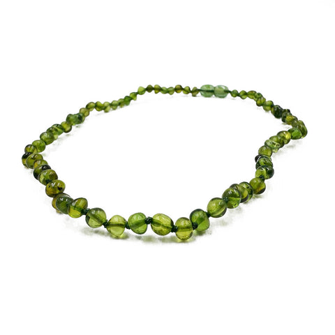 "KIDDO" Green Amber Baroque Beads Baby Necklace