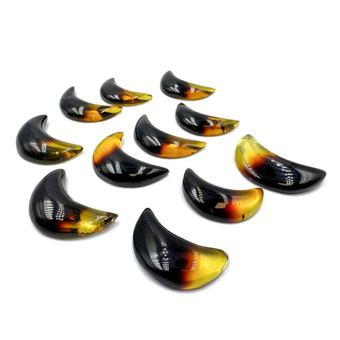 Gradient Amber Handmade Moon Cabochons
