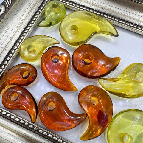 Multi-Color Amber Magatama Beads