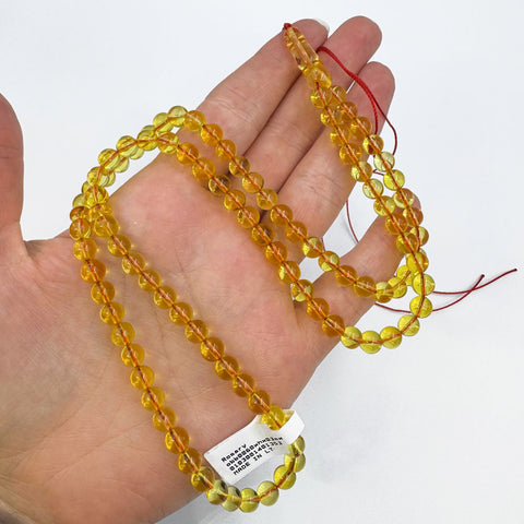 Transparent Amber Round Shape 6 mm Islamic Prayer Beads