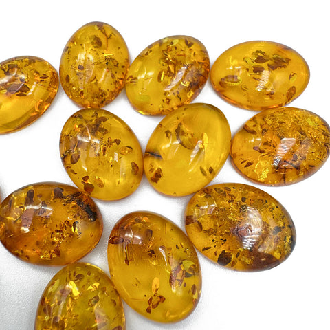 Light Cognac Amber Oval Shape 15x20 mm Cabochons