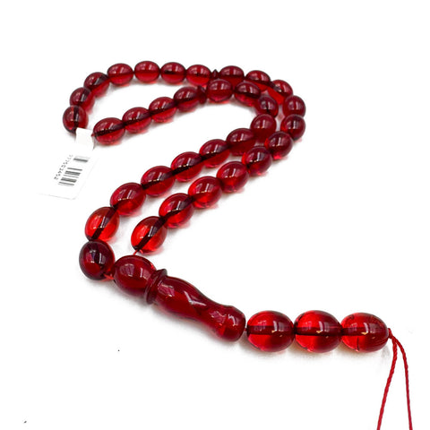 Red Amber Olive Shape Beads 8.5x10 mm Islamic Prayer Beads