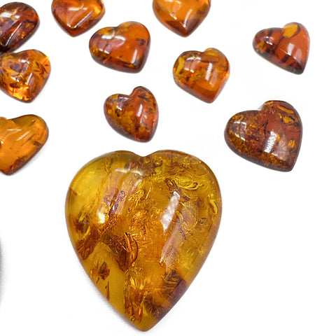 Cognac Amber Heart Free Shape Cabochons