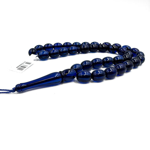 Blue Amber Olive Shape 8.5 mm Islamic Prayer Beads