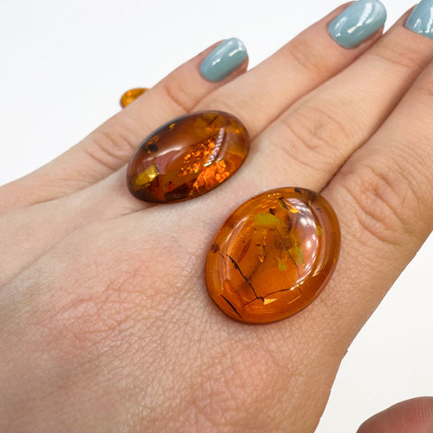 Cognac Amber Oval Shape 18x25 mm Cabochons