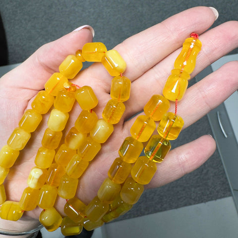 Yellow With White Amber Barrel Shape 9.5 mm Islamic Prayer