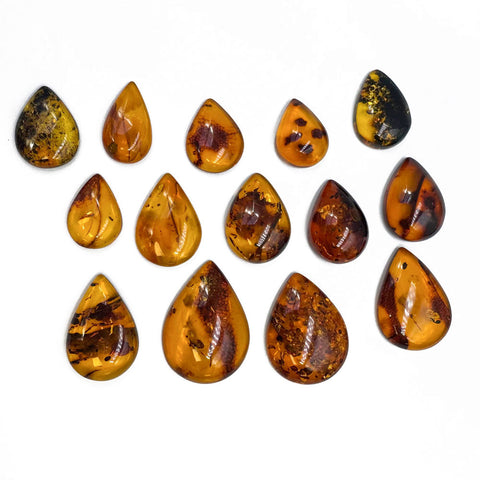 Cognac Amber Drop Shape Cabochons