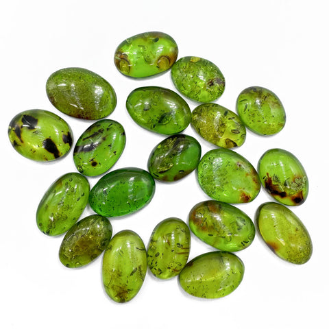 Green Amber Handmade Free Shape Cabochons