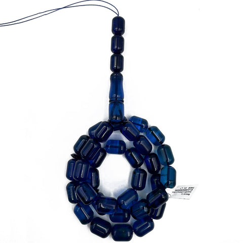 Blue Amber Barrel Shape Beads 11.5 mm Islamic Prayer Beads