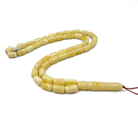 White With Yellow Amber Barrel Shape 7 mm Islamic Prayer