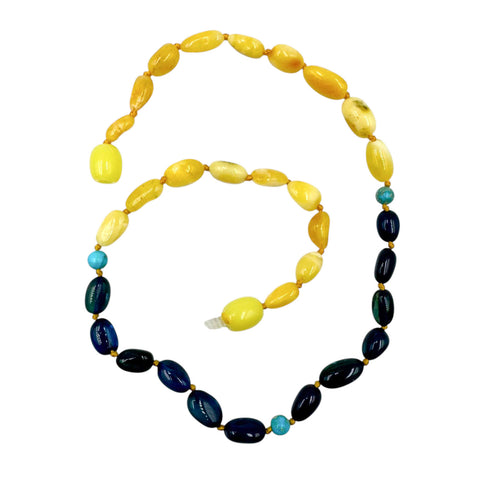 "KIDDO" Milky & Blue Amber Nugget Beads Baby Necklace