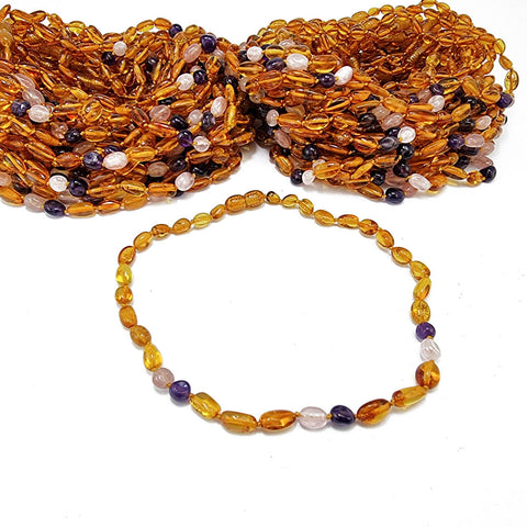 "KIDDO" Multi-Color Amber Baroque Beads Baby Necklace