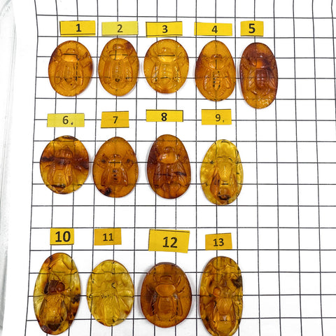 Cognac Amber Carved Bee Cabochons