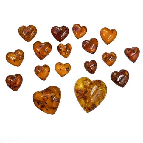 Cognac Amber Heart Free Shape Cabochons