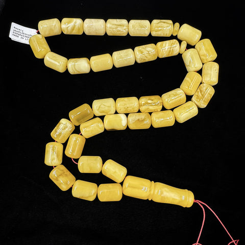 Yellow With White Amber Barrel Shape 12.5 mm Islamic Prayer
