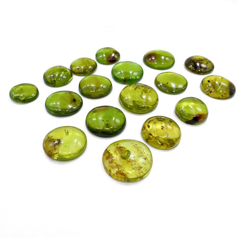 Green Amber Handmade Round Shape Cabochons