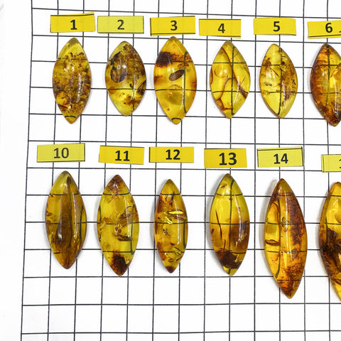 Light Cognac Amber Marquise Shape Cabochons