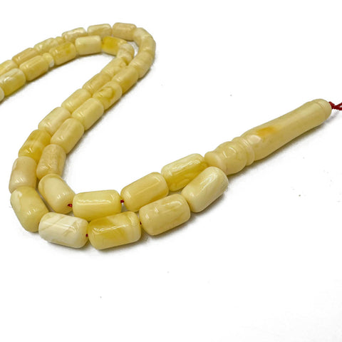 White With Yellow Amber Barrel Shape 7 mm Islamic Prayer