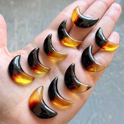 Gradient Amber Handmade Moon Cabochons