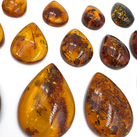 Cognac Amber Drop Shape Cabochons