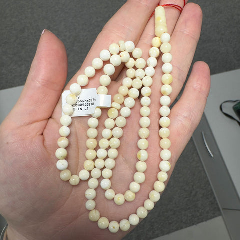 White With Yellow Amber Round Shape 5.5 mm Islamic Rosary Beads