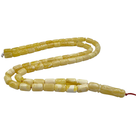 White With Yellow Amber Barrel Shape 7.5mm Islamic Prayer
