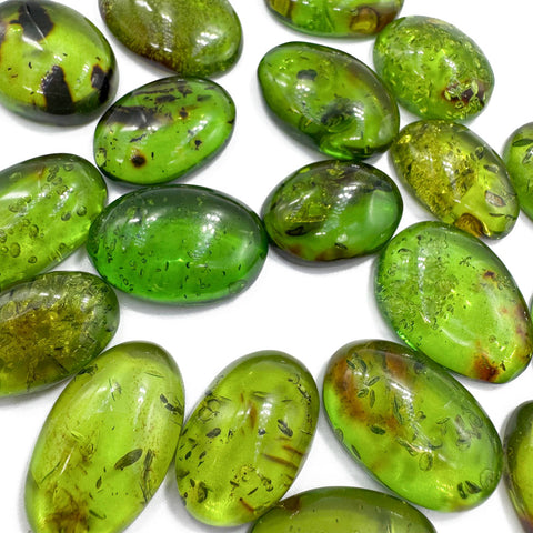 Green Amber Handmade Free Shape Cabochons