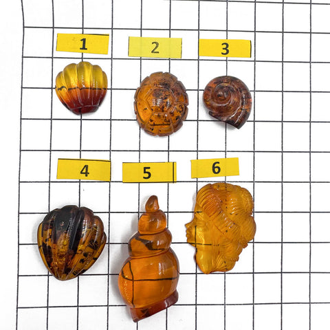 Multi-Color Amber Carved Animals Cabochon