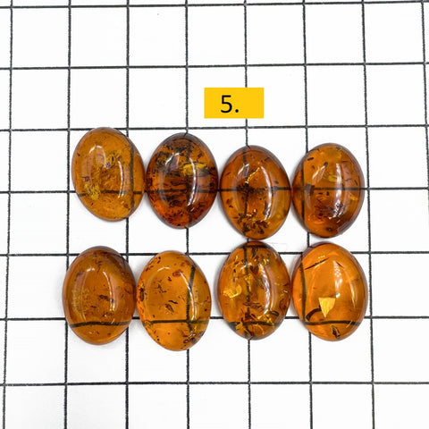 Cognac Amber 12x18 Oval Shape Cabochons Set