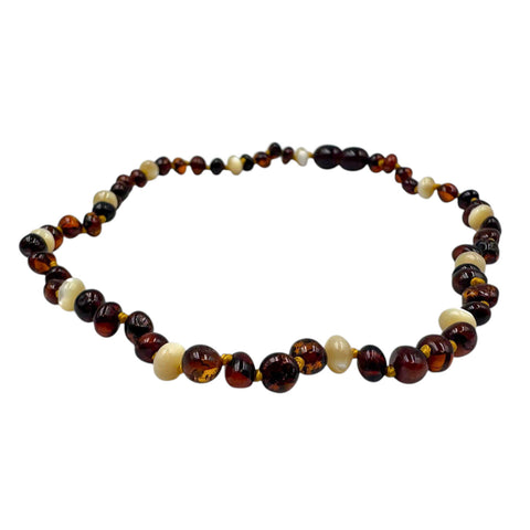 "KIDDO" Cognac Amber Baroque Beads Baby Necklace