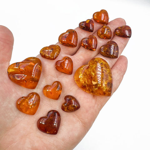 Cognac Amber Heart Free Shape Cabochons