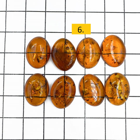 Cognac Amber 12x18 Oval Shape Cabochons Set