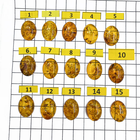 Light Cognac Amber Oval Shape 15x20 mm Cabochons