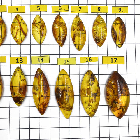Light Cognac Amber Marquise Shape Cabochons