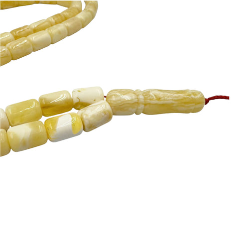 White With Yellow Amber Barrel Shape 7.5mm Islamic Prayer