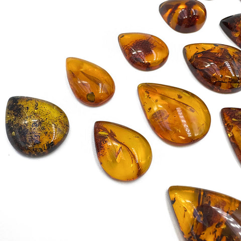 Cognac Amber Drop Shape Cabochons