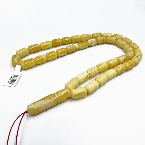 White With Yellow Amber Barrel Shape 9.5 mm Islamic Prayer