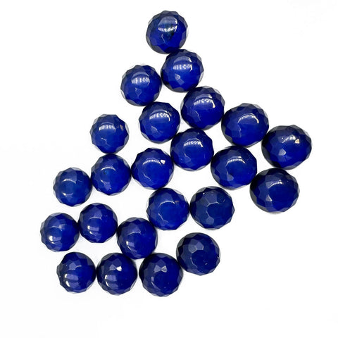 Blue Amber Calibrated Facated Round Cabochons