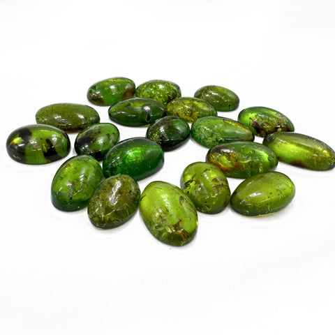 Green Amber Handmade Free Shape Cabochons