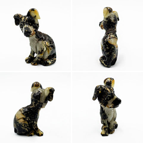 Milky Fossil Amber Carved Dog Figurine