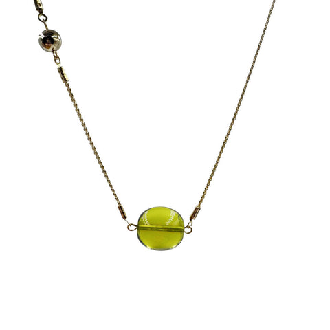 Green Olive shape Bead Chain Necklace 14K Gold Plated