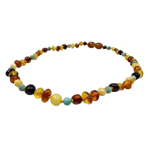 "KIDDO" Multi-Color Amber Baroque Beads Baby Necklace