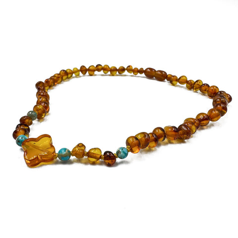 "KIDDO" Cognac Amber Baroque Beads Baby Necklace