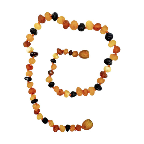 "KIDDO" Multi-Color Amber Baroque Unpolished Beads Baby Necklace