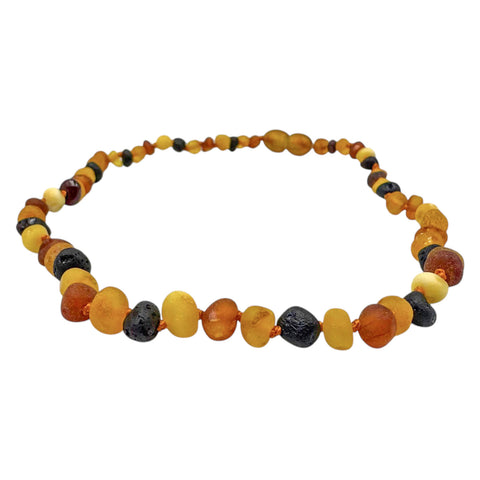 "KIDDO" Multi-Color Amber Baroque Unpolished Beads Baby Necklace
