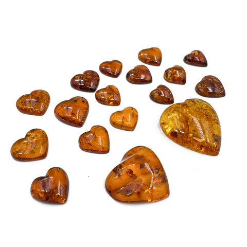 Cognac Amber Heart Free Shape Cabochons