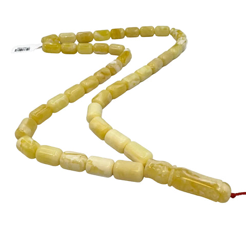 White With Yellow Amber Barrel Shape 9.5 mm Islamic Prayer